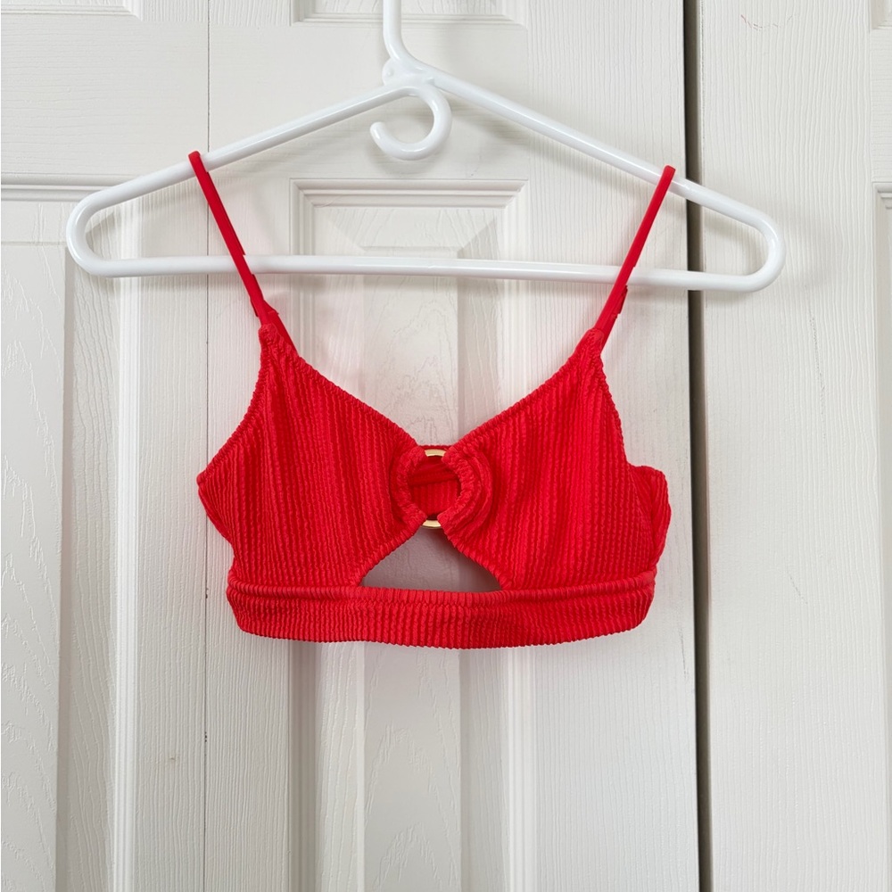 Aerie Red Ribbed Bikini Top